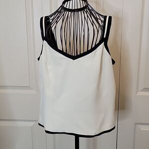 DD Collection Cream and Black Crepe Tank Top Size 10